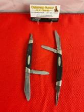 2 pcs Vintage Buck 2.5" Steel Folding 3-Blade Stockman Pocket Knife Model 319 w/ Delrine Handles....