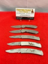 5 pcs Buck 2" Steel Folding Blade Collectible Pocket Knives Models 525 & 325. 100 Years. See pics.