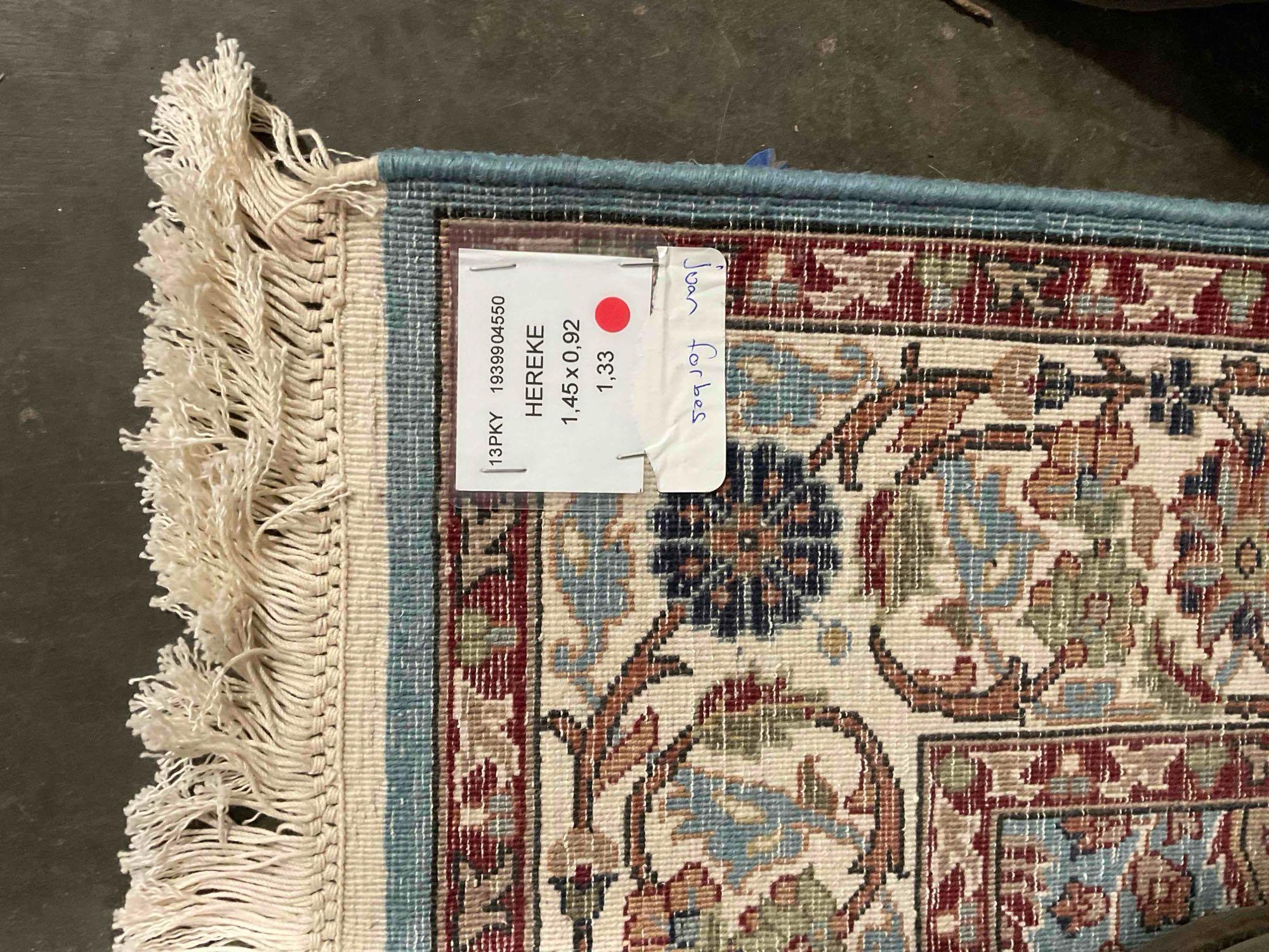 Sky Blue & Cream Persian Style Wool? Rug w/ Floral Design. Excellent Condition. See pics.