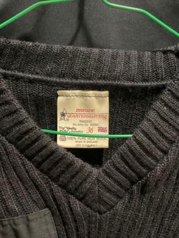 Vintage Army Trenchcoat, size Small Long & UK Size 36 Sweater, Assorted Certificates & Commendati...