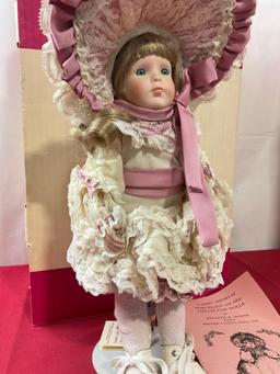 Vintage 1985 Kenneth Shader Porcelain Doll, Gail w/ COA, Original Box, #d 197, 16 inches tall
