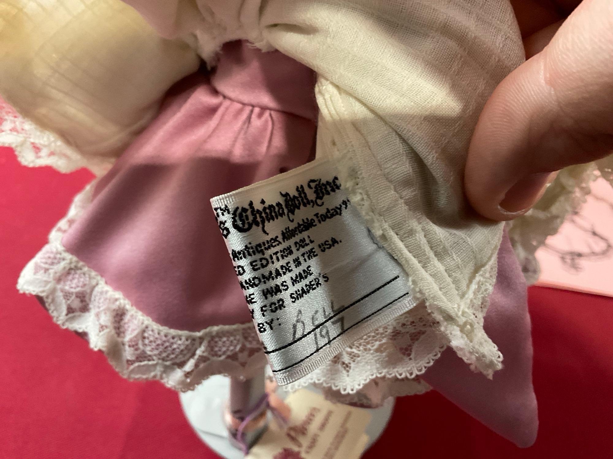 Vintage 1985 Kenneth Shader Porcelain Doll, Gail w/ COA, Original Box, #d 197, 16 inches tall