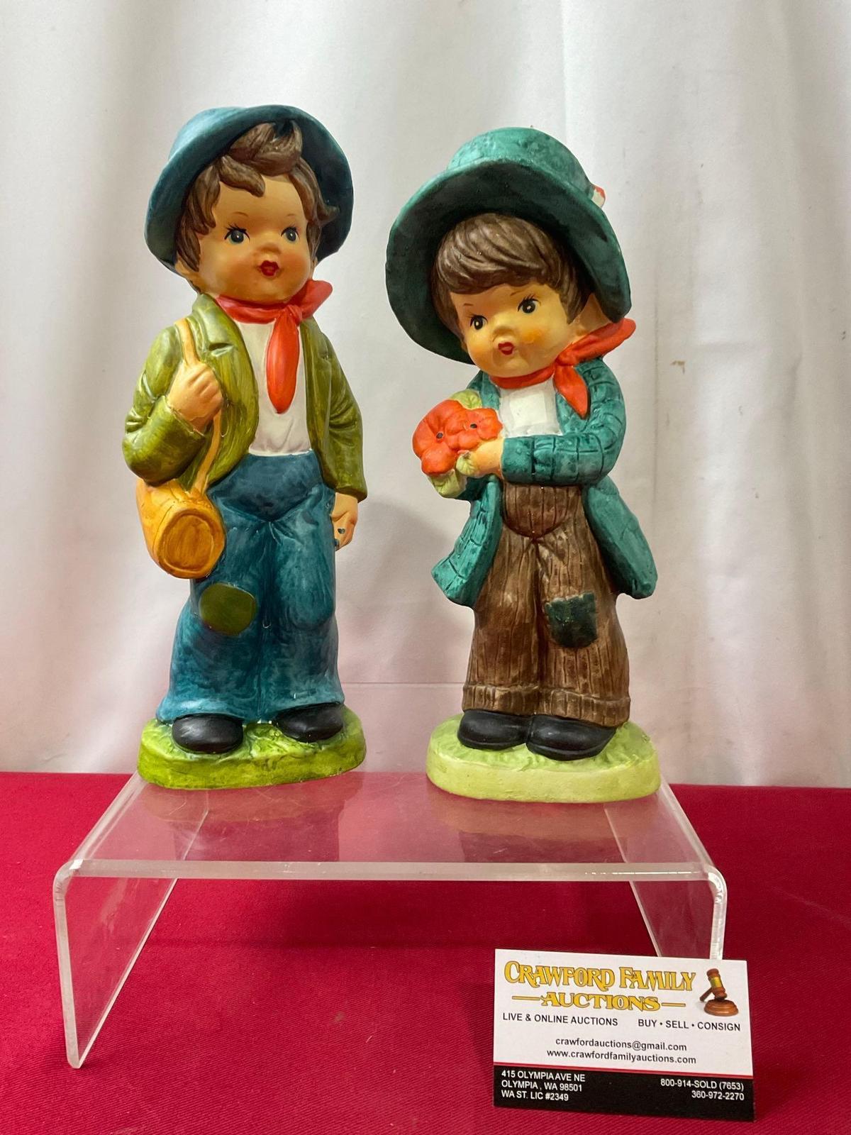 Pair of Wales Ceramic Young Boys, Coin Banks, 9-10 inches tall