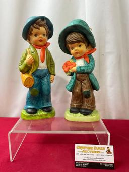 Pair of Wales Ceramic Young Boys, Coin Banks, 9-10 inches tall