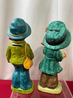 Pair of Wales Ceramic Young Boys, Coin Banks, 9-10 inches tall