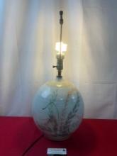 Vintage Stoneware Pottery Lamp, no shade, tested and working, 24.5 inches tall