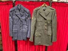 2 pcs Vintage U.S. Military Dress Jackets, Air Force & Army. Excellent Condition. See pics.