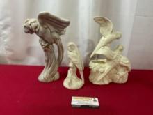 2x California USA pieces, Statue & Planter, & Erphila Parrot Figures, tallest is 10.75 inches tall