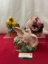 Vintage Parrot Figural Planters, 1959 Maddux of Calif #537, & Pair of #333 California USA Pottery