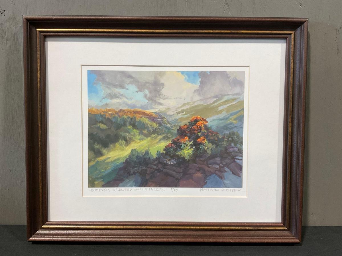 Framed Signed & #d Litho LE 3/30 titled Butterfly Milkweed on the Ledges by Matthew Richter, 16 x...
