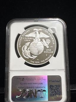 2025-P Marine Corps 250th Anniversary Silver $1 Dollar Proof NGC PF70 FIRST DAY Signed