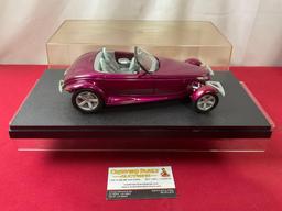 1997 Plymouth Concept Convertible Model Car, in display case, approx 9 inches, 1:18 Scale