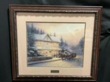 Framed Thomas Kinkade Library Edition Print of Victorian Christmas IV, approx 26.5h x 30w inches