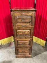 Vintage Tiger Oak Wood 4-Drawer Filing Cabinet. Excellent Condition. See pics.