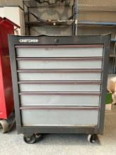 Vintage Mid 90s Craftsman Rolling Tool Cabinet, 6-Drawer, 34 inches tall, w/tools incl. see pics