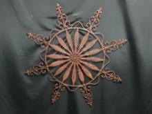 Large Copper Tone Metal Wall Decoration, 4 feet in diameter, Wrought Iron style