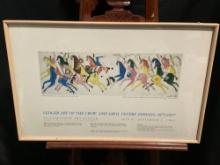 Framed Poster Yellowstone Art Center, w/ 1884 War Record Drawing Print, approx 19.5h x 29.5w inches