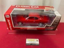 American Muscle 1970 Plymouth Duster 340 Model Car, in sealed box, approx 11 inches, 1:18 Scale