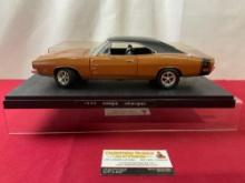 Road Signature 1969 Dodge Charger Model Car, in display case, approx 11 inches, 1:18 Scale
