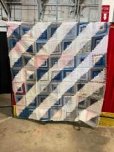 Vintage Incomplete Unique Hand Sewn Striped Patchwork Quilted Blanket Coverlet. See pics.