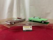 Pair of Chrysler Model Cars, 1959 New Yorker & 1961 Imperial, in Display Cases, approx 9 inches