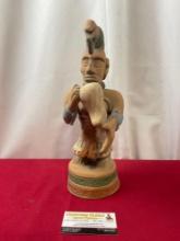 Vintage Aztec/Mayan Statue, Clay Pottery, 13 inches tall, Pre-Columbian style
