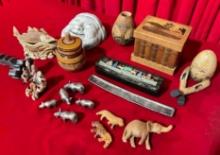 20 pcs Small Vintage Decorative Assortment. Wooden Boxes, Jars & Much More! See pics.