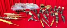 30+ pcs Turned Wooden Tool Assortment. Thimbles, Bottle Stoppers & Much More. See pics.