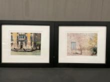 Framed Signed Photo Prints by Ray Hartl, Venice Canal & Aged Rustic Wall, 19.5h x 23.5w inches