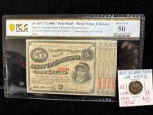 1871-77 (1880) $5 "Baby Bond " Baton Rouge , Louisiana Grade PCGS AU 50 + 1863 Civil war token Er...