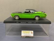 ERTL Diecast Car Model 1971 Plymouth Duster 340 in display case, 1/18 Scale, 11 inches long