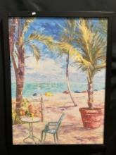 Framed Giclee Print of Cafe du Soleil by Waltraud Fuchs Schwarzbek, 34h x 26w inches
