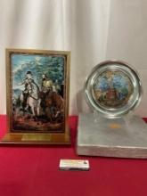 Pair of Faux Stained Glass Americana pieces, Lee & Jackson The Last Meeting & Bicentennial Bowl