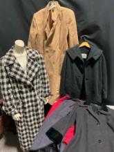 5 Womens Coats, Forecaster Camel, Stroock Tweed, Black & White Ashley Scott, JOD & Unique Wool Coat