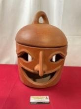 Vintage Terracotta Burner, Face Shaped piece w/ Lid, 16h x 12.5d inches