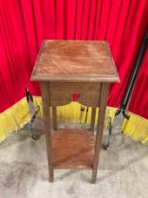 Cute Vintage 2-Tier Wooden Planter Stand Side Table. Measures 12" x 12" x 30" See pics.