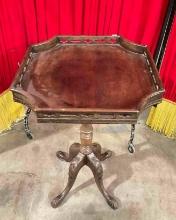 Vintage Mahogany? Wood Small Table Planter Stand w/ Sweet Carved Details. See pics.