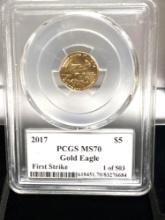 2017 1st Strike $ 5 Dollar Gold Eagle 1/10 OZ coin PCGS MS70 #-d 1of 503 Augustus St Gaudens series