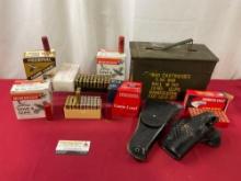 Assorted Ammo, 12 Gauge Shotgun Shells, approx 95, 50 .38 SPL, 48 357 Magnum, Vintage Steel Ammo ...