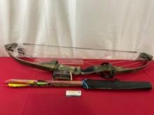 Painted Compound Box, roughly 40 lb draw w/ variety of arrows, missing points and some wear