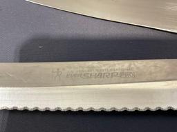 Assortment of Knives, 5 Wusthof, 1 Henckels, 3 Pampered Chef, Gerber Honing Rod w/ Knife Block