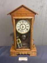 Antique Ansonia Dubuque Mantel Time Strike Clock, w/ sticker on back, 20 inches tall
