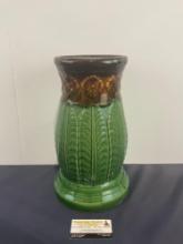 Large Robinson Ransbottom Vase/Pedestal, Green/Brown, 14 inches tall, No. 53