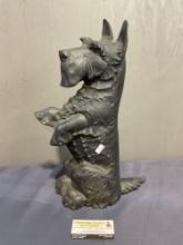 Cast Iron Schnauzer Dog Door Stop, approx 18h x 12w x 4.5d inches, good shape