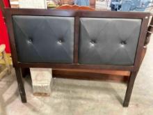 Modern Dark Brown Wood Queen? Headboard w/ Black Cushioning. Measures 63" x 53" See pics.