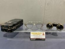 Antique Leroy Optical Opera Glasses & Bausch & Lomb Safety Glasses, w/ metal case