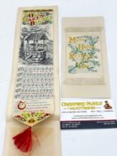 Antique Circa 1890"S "The Old Oaken Bucket" Silk Bookmark w/Tassel & Many Happy Returns Of The Day