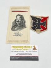 Rare Kaiser Wilhelm II SIlk Stevengrph bookmark w/ Antique Maltese Cross WWI Patch