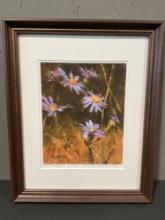 Framed Litho signed & #d 4/12, titled Wild Asters by Matthew Richter, 16.5h x 13.5w inches