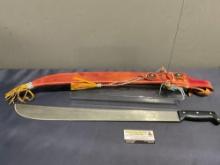 Gavilan Incolma SA Colombia No 127 Machete, 27 inches long, in leather Sheath